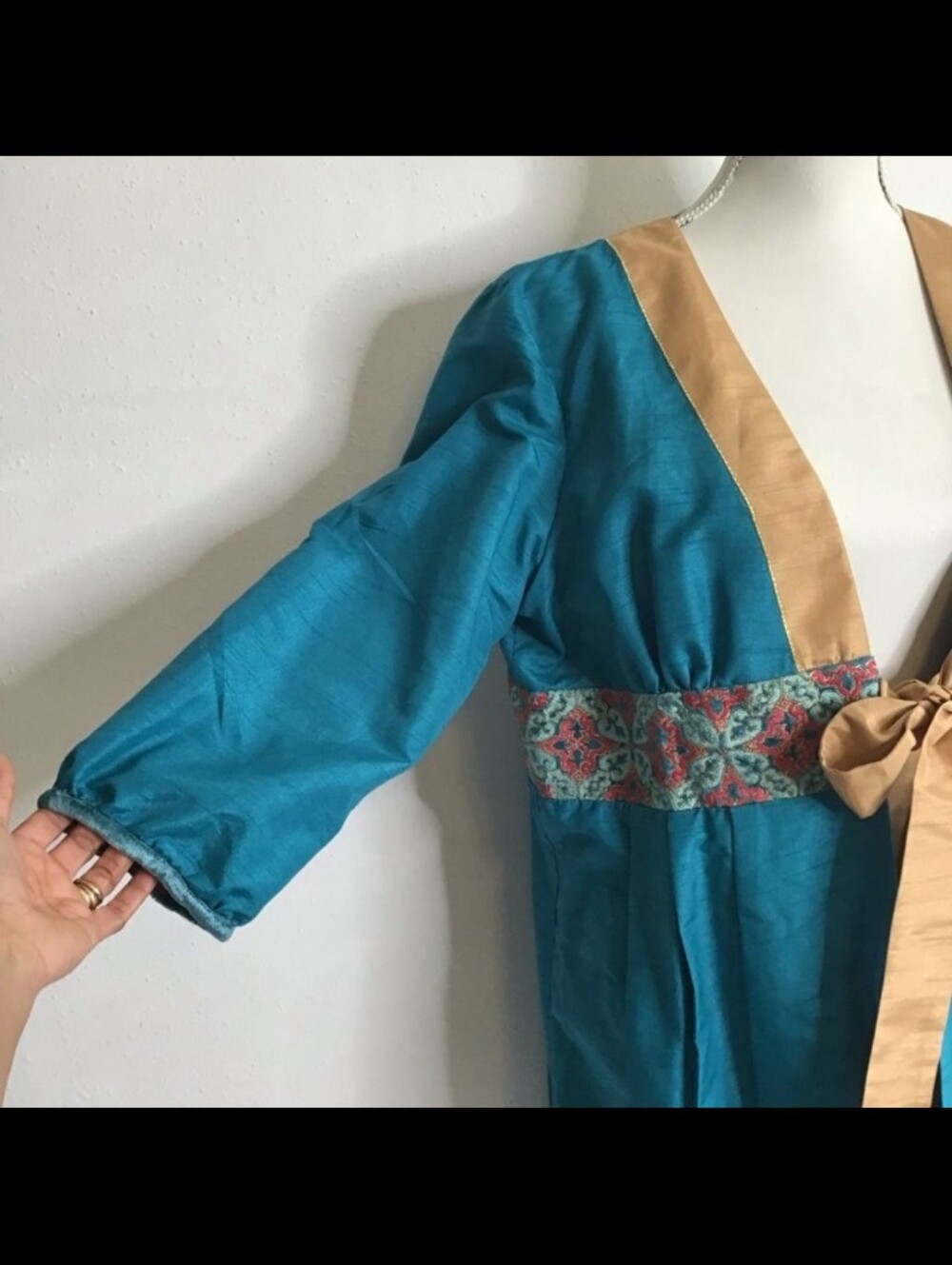 Tracy Porter Teal Kimono Style Tie Front Jacket - Picture 3 of 11